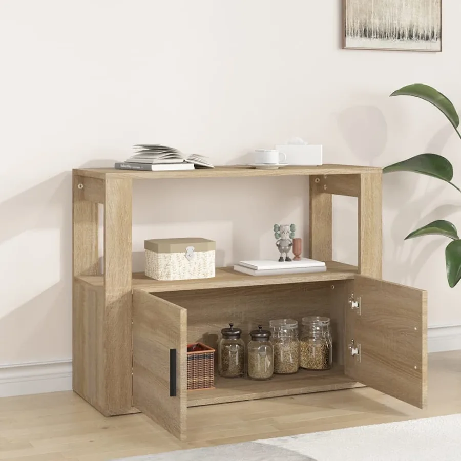Buffet Chêne sonoma 80x30x60 cm Bois d'ingénierie - 3