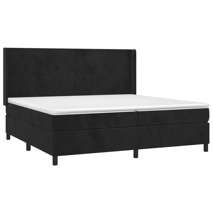Sommier à lattes de lit et matelas Noir 200x200 cm Velours - 3