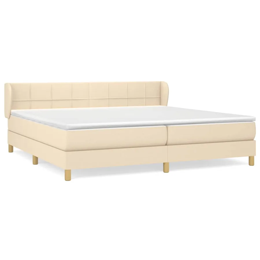 Sommier à lattes de lit avec matelas Crème 200x200 cm Tissu - 2