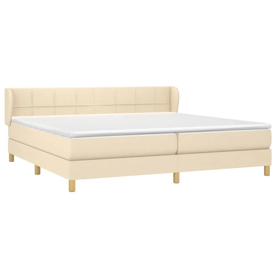 Sommier à lattes de lit avec matelas Crème 200x200 cm Tissu - 3