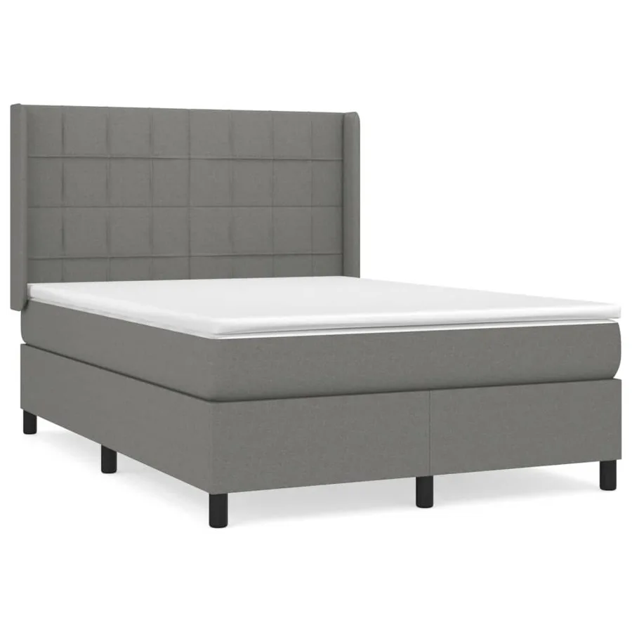 Sommier à lattes de lit avec matelas Gris foncé 140x190cm Tissu - 2