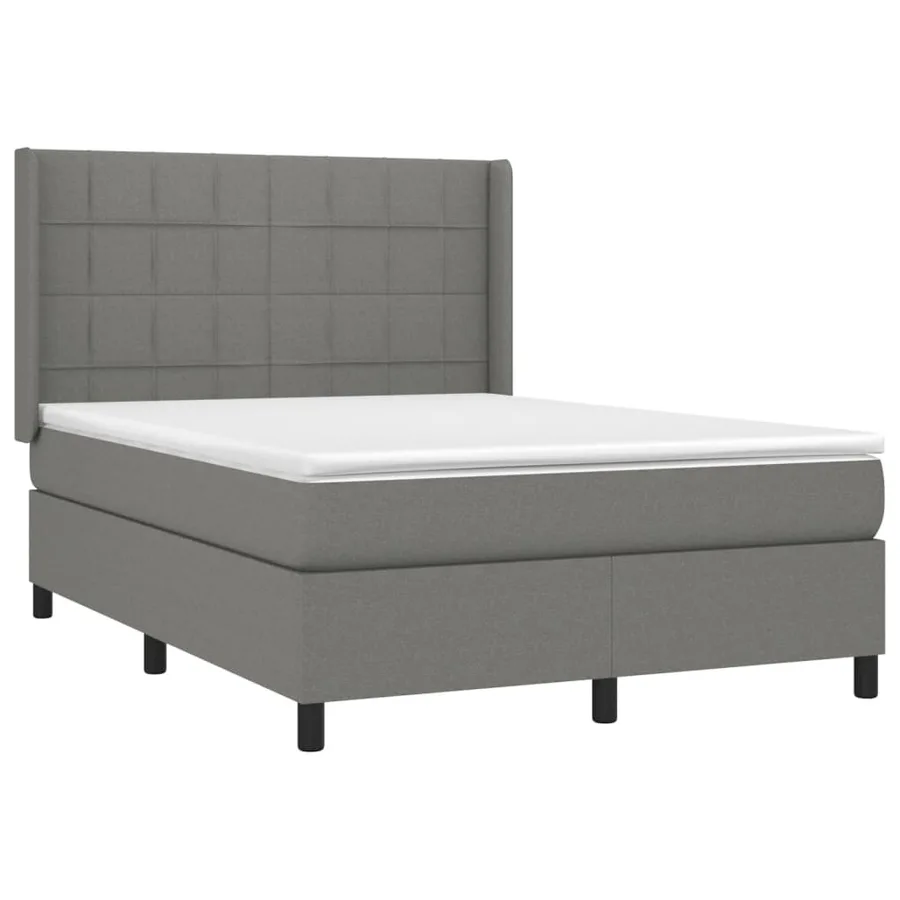 Sommier à lattes de lit avec matelas Gris foncé 140x190cm Tissu - 3