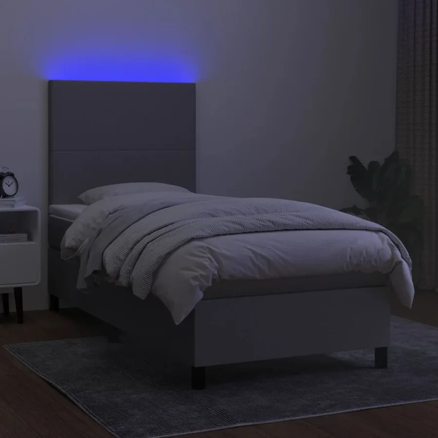 Sommier à lattes de lit avec matelas et LED Gris clair 90x200cm - 4