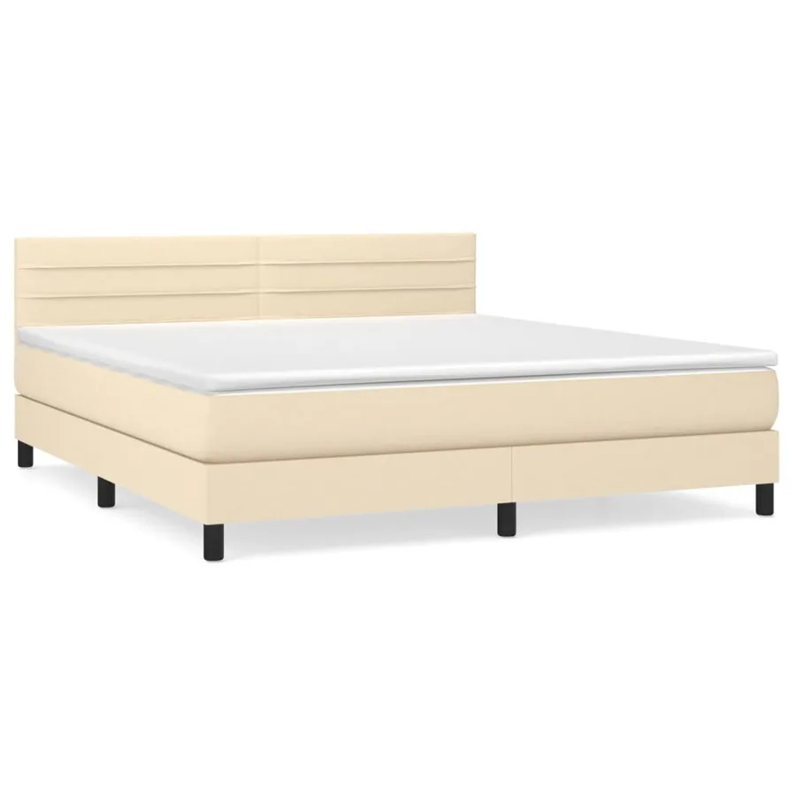 Sommier à lattes de lit avec matelas Crème 160x200 cm Tissu - 2