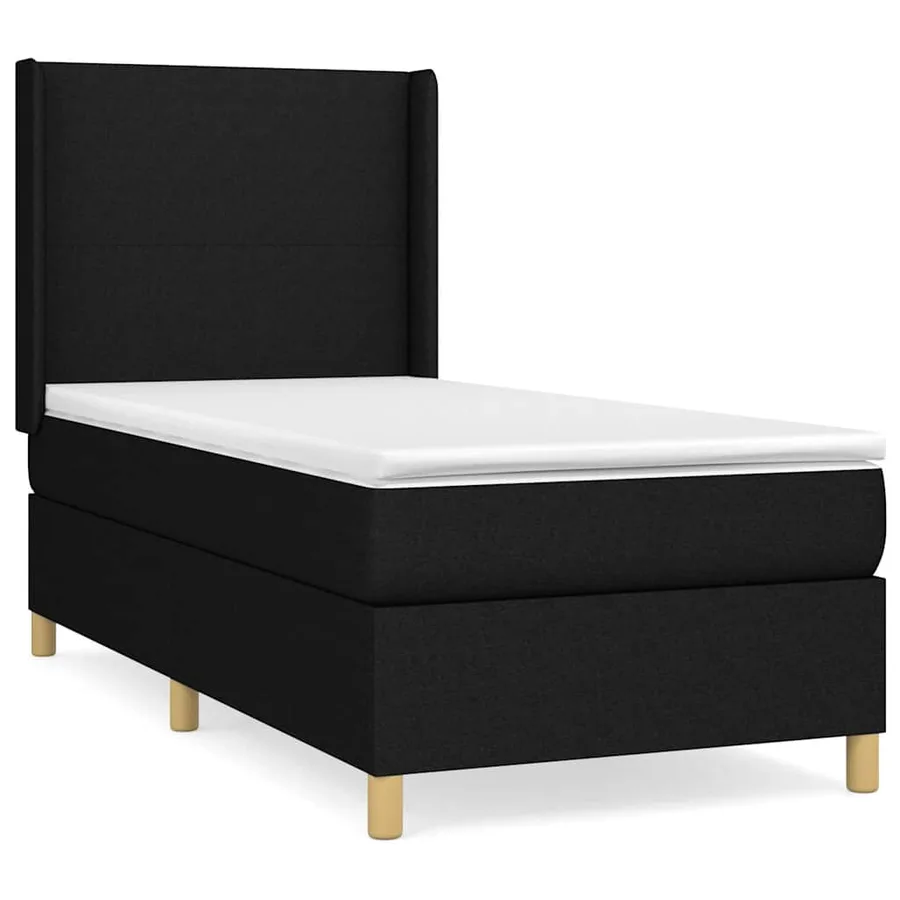 Sommier à lattes de lit avec matelas Noir 100x200 cm Tissu - 2