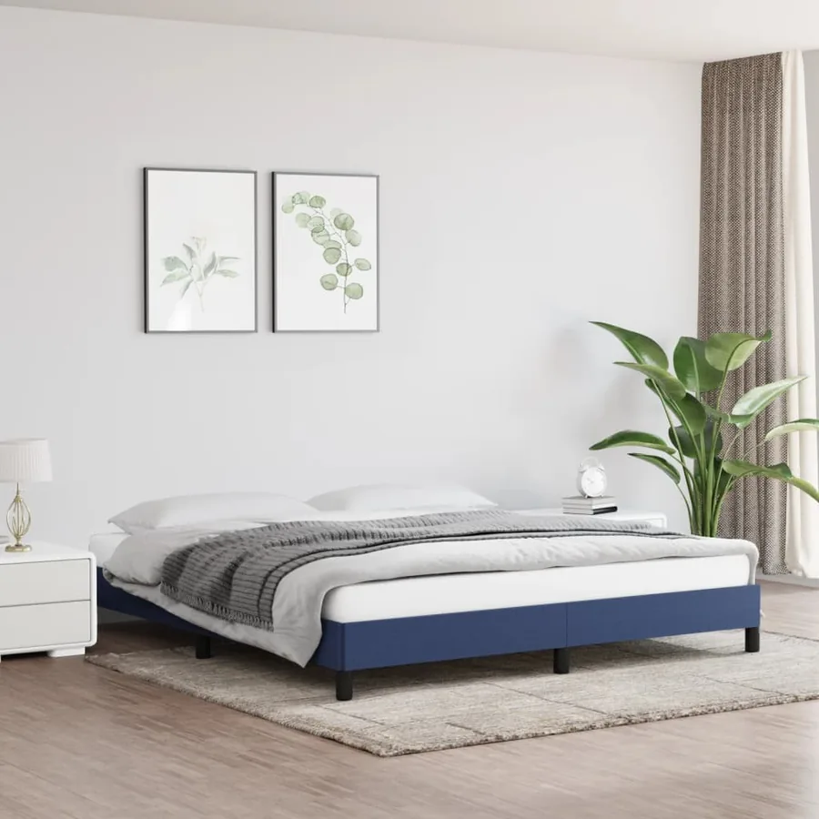 Cadre de lit sans matelas bleu 160x200 cm tissu