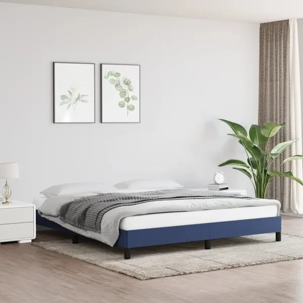 Cadre de lit sans matelas bleu 160x200 cm tissu