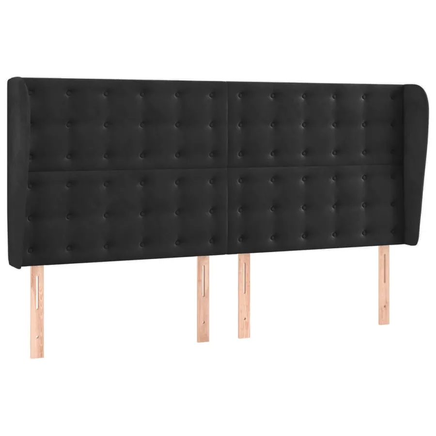 Tête de lit avec oreilles Noir 183x23x118/128 cm Velours - 2