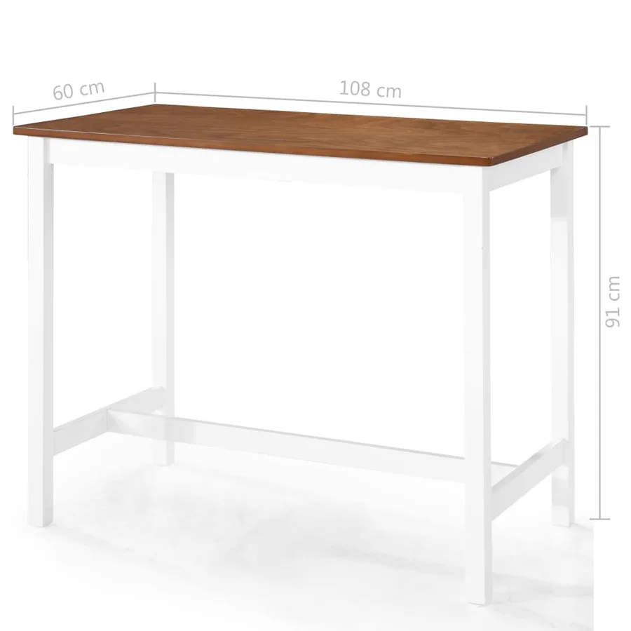 Table et chaises de bar 5 pcs Bois massif Marron et blanc - 8