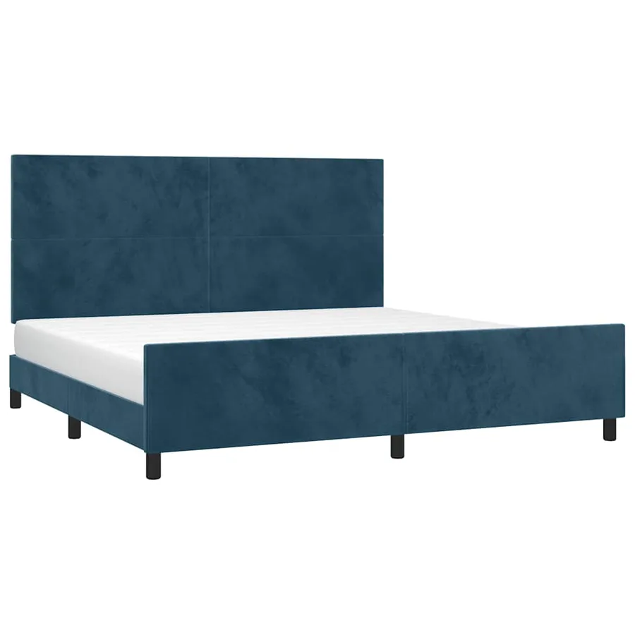 Cadre de lit sans matelas bleu foncé 200x200 cm velours - 3
