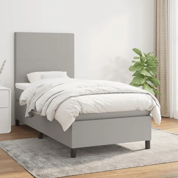 Sommier à lattes de lit et matelas Gris clair 90x190 cm Tissu