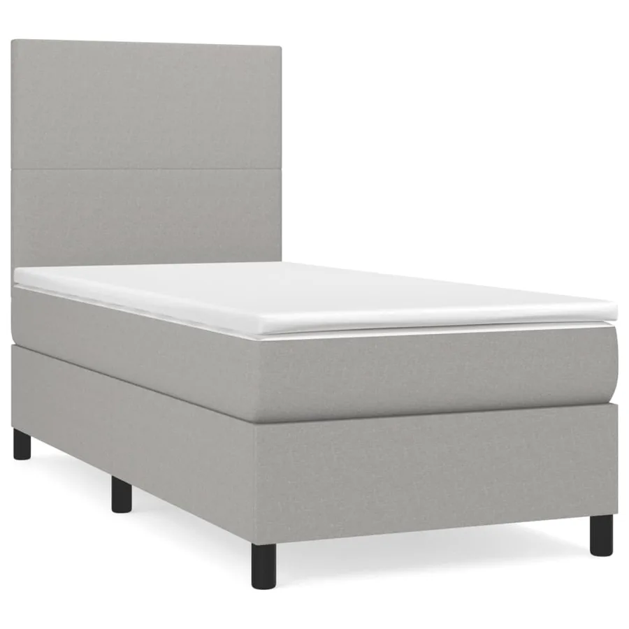 Sommier à lattes de lit et matelas Gris clair 90x190 cm Tissu - 2