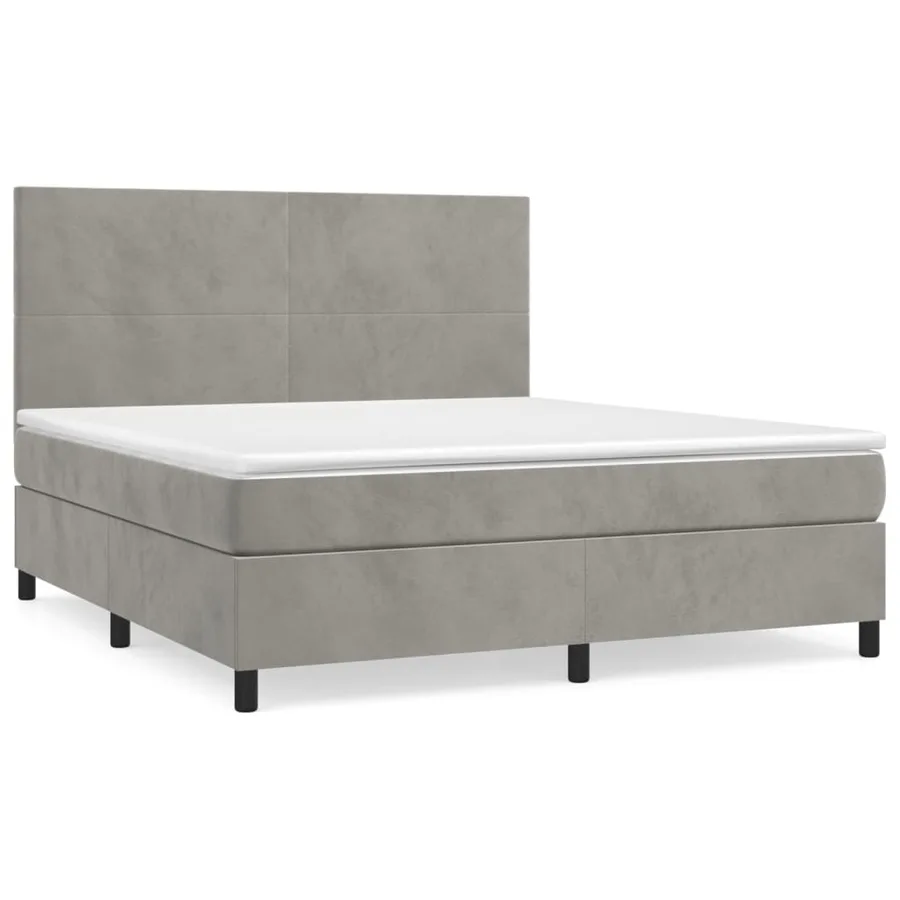 Sommier à lattes de lit et matelas Gris clair 180x200cm Velours - 2