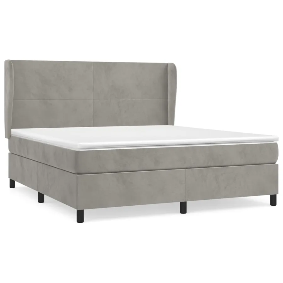 Sommier à lattes de lit et matelas Gris clair 180x200cm Velours - 2