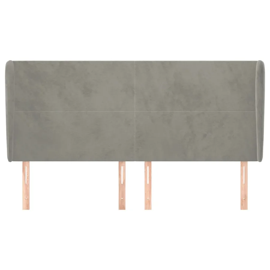 Tête de lit avec oreilles Gris clair 183x23x118/128 cm Velours - 3