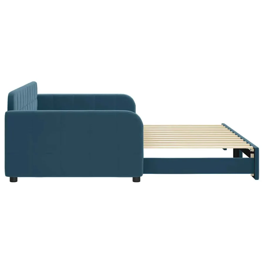Lit de jour avec gigogne sans matelas bleu 100x200 cm - 8