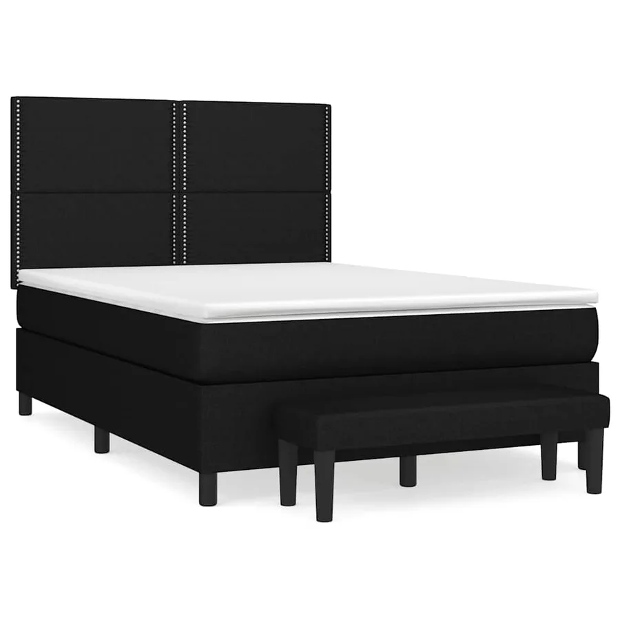 Sommier à lattes de lit avec matelas Noir 140x200 cm Tissu - 2