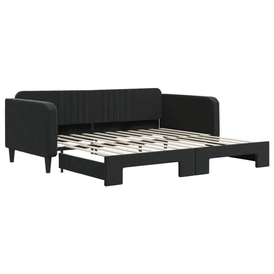 Lit de jour avec gigogne sans matelas noir 100x200 cm - 2
