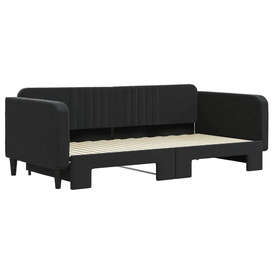 Lit de jour avec gigogne sans matelas noir 100x200 cm - 3