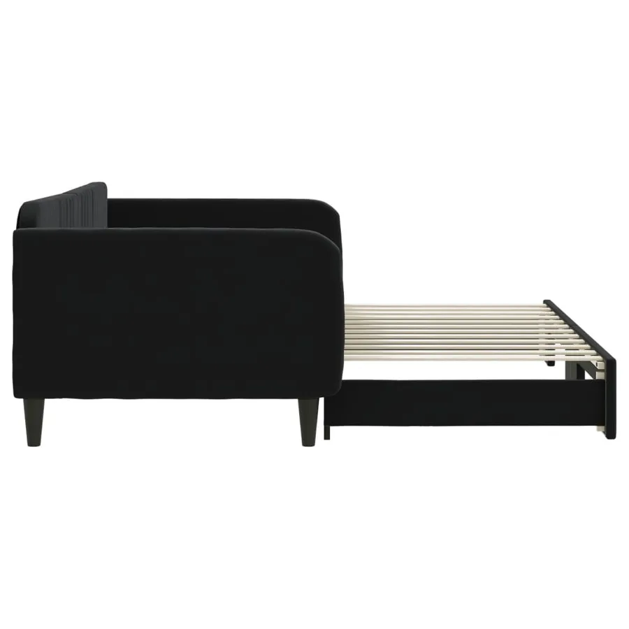 Lit de jour avec gigogne sans matelas noir 100x200 cm - 4