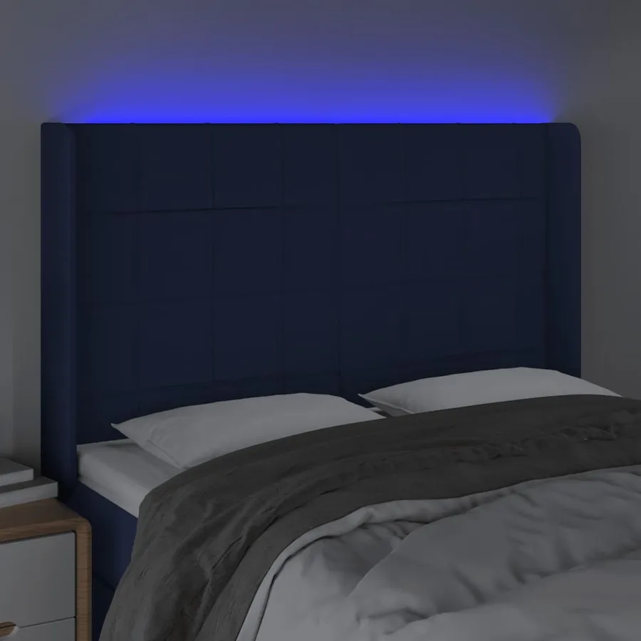 Tête de lit à LED Bleu 147x16x118/128 cm Tissu - 4
