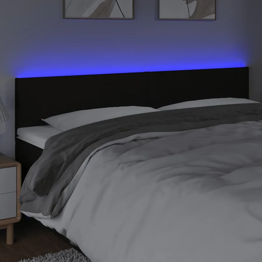 Tête de lit à LED Noir 180x5x78/88 cm Tissu - 3