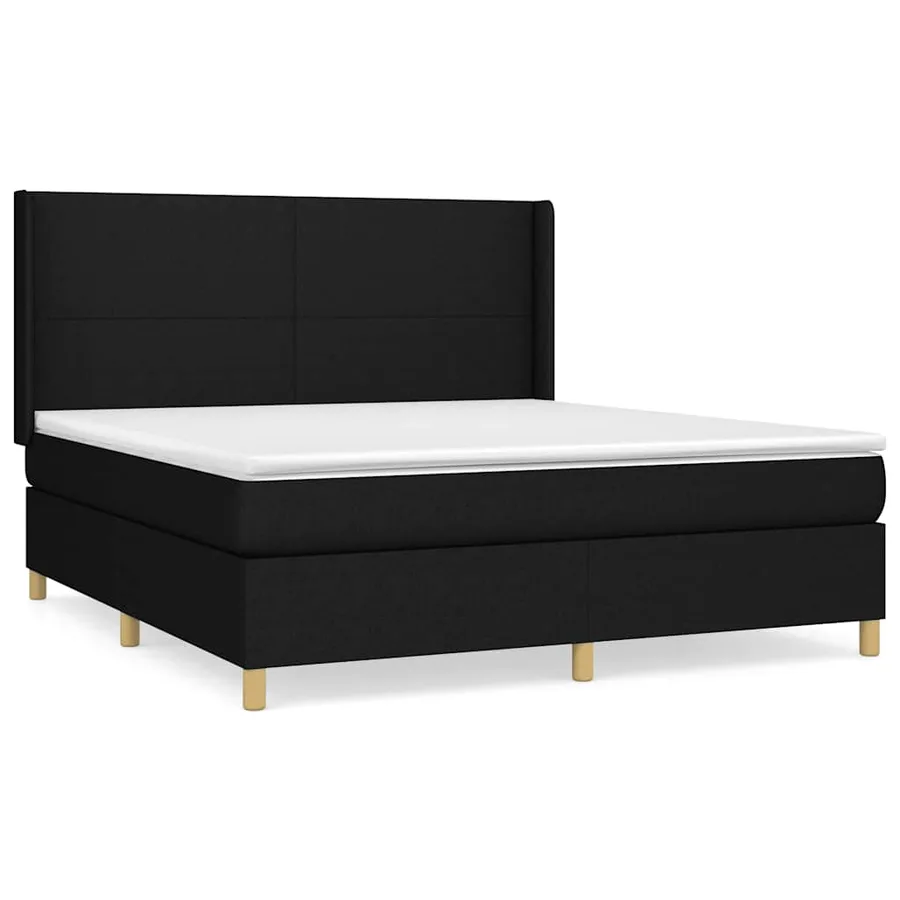 Sommier à lattes de lit avec matelas Noir 180x200 cm Tissu - 2