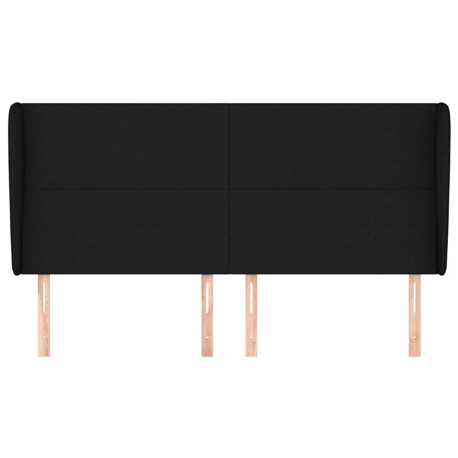 Tête de lit avec oreilles Noir 183x23x118/128 cm Tissu - 3