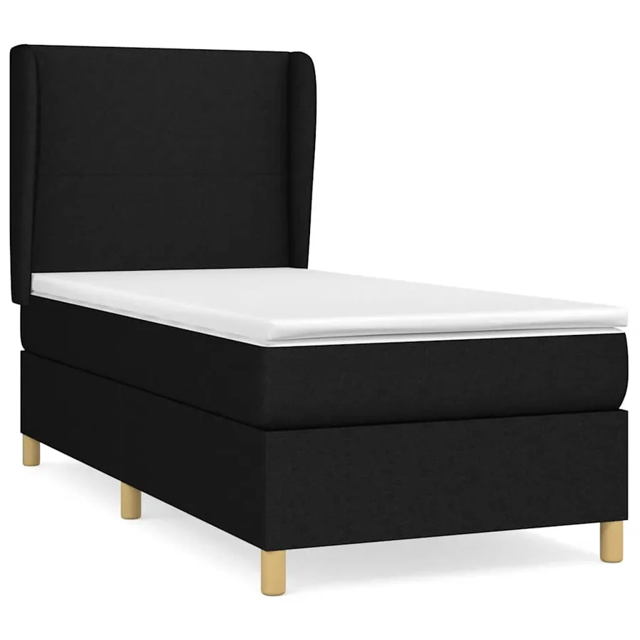 Sommier à lattes de lit avec matelas Noir 90x200 cm Tissu - 2