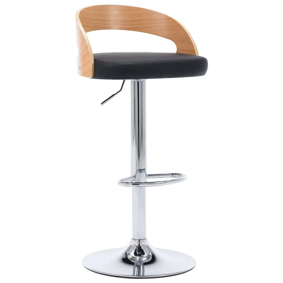 Tabourets de bar lot de 2 noir similicuir et bois courbé - 3