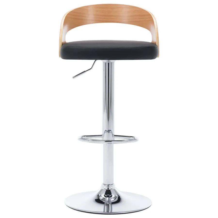Tabourets de bar lot de 2 noir similicuir et bois courbé - 4