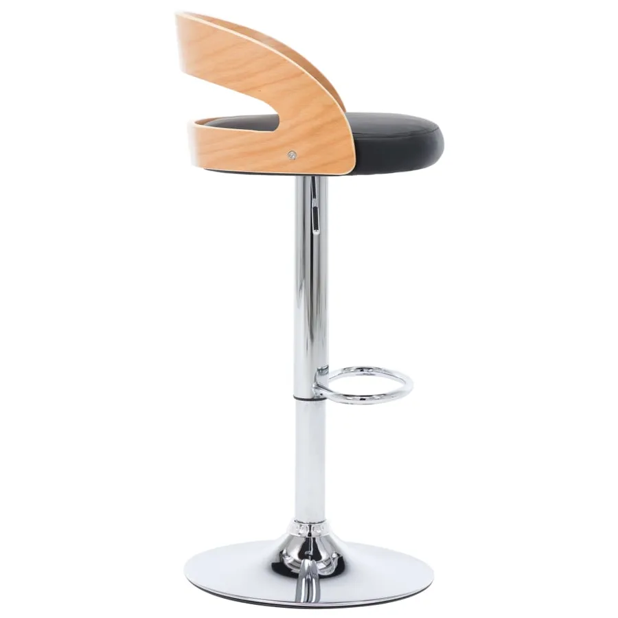 Tabourets de bar lot de 2 noir similicuir et bois courbé - 5