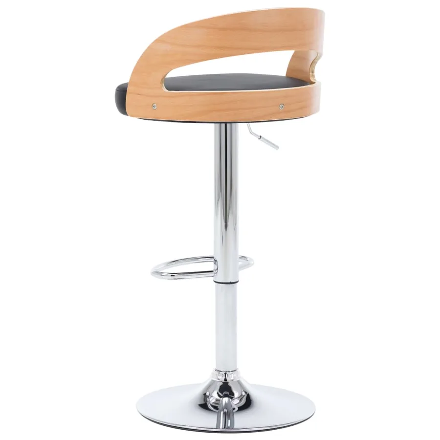 Tabourets de bar lot de 2 noir similicuir et bois courbé - 7