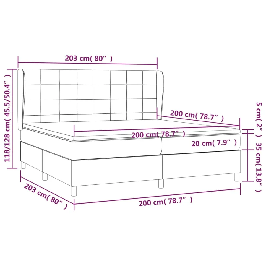 Sommier à lattes de lit avec matelas Rose 200x200 cm Velours - 7