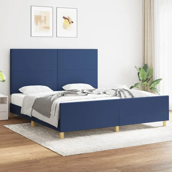 Cadre de lit sans matelas bleu 180x200 cm tissu