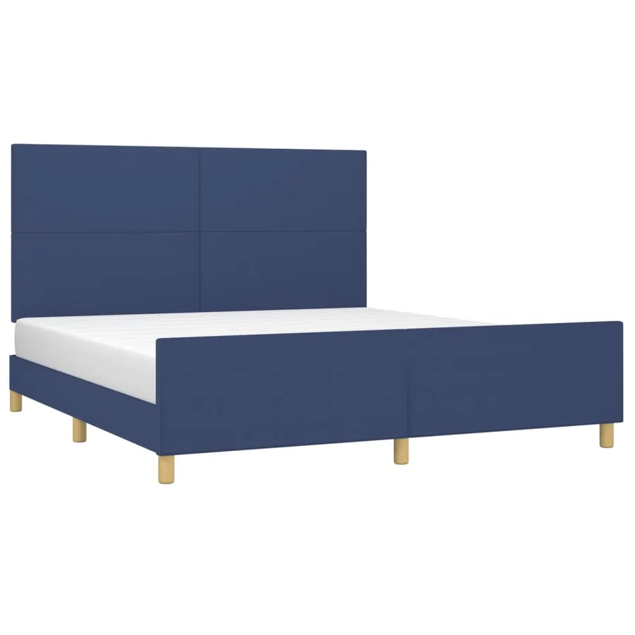 Cadre de lit sans matelas bleu 180x200 cm tissu - 3
