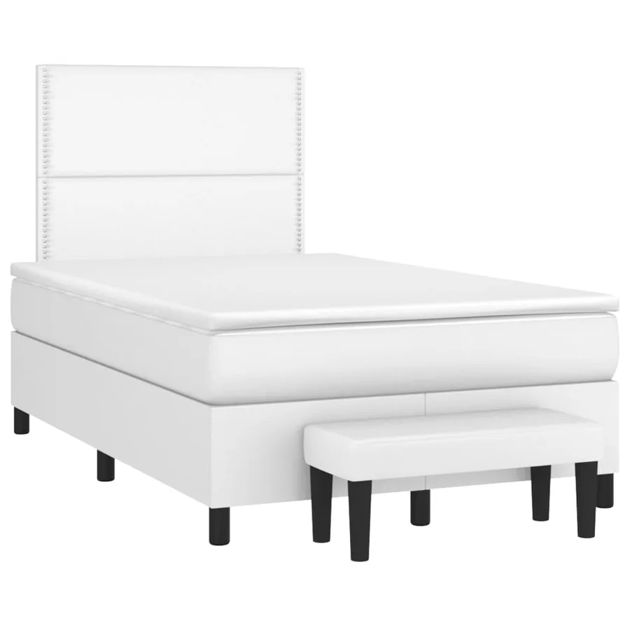 Sommier à lattes de lit avec matelas Blanc 120x200cm Similicuir - 3