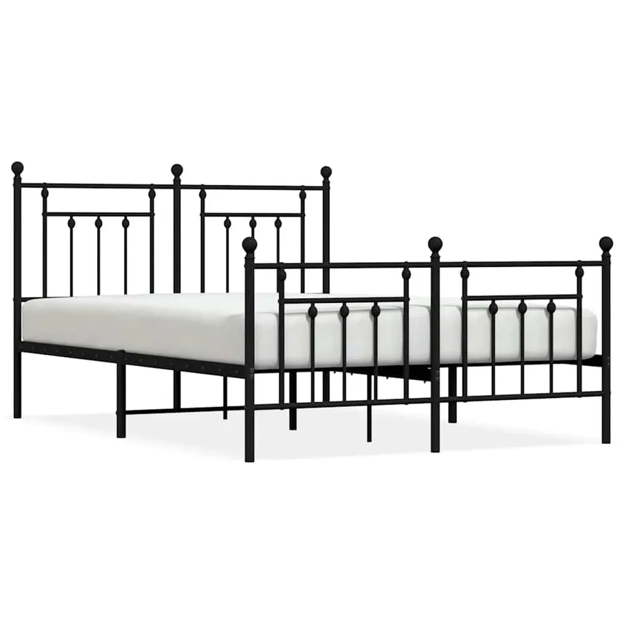 Cadre de lit métal sans matelas avec pied de lit noir 150x200cm - 2