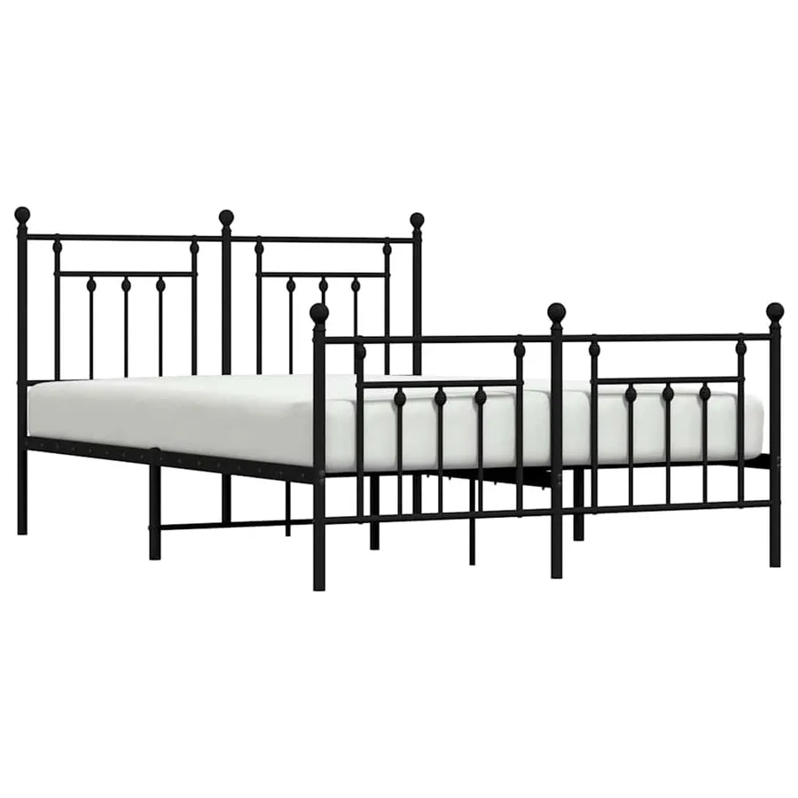 Cadre de lit métal sans matelas avec pied de lit noir 150x200cm - 5