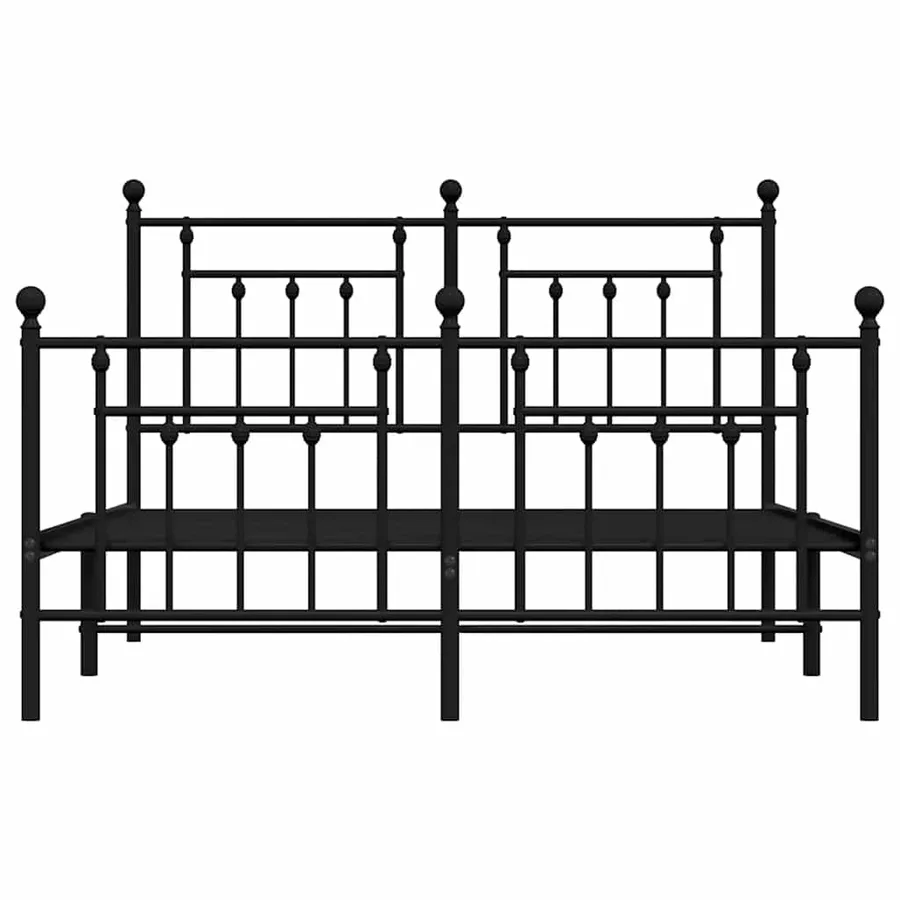 Cadre de lit métal sans matelas avec pied de lit noir 150x200cm - 6