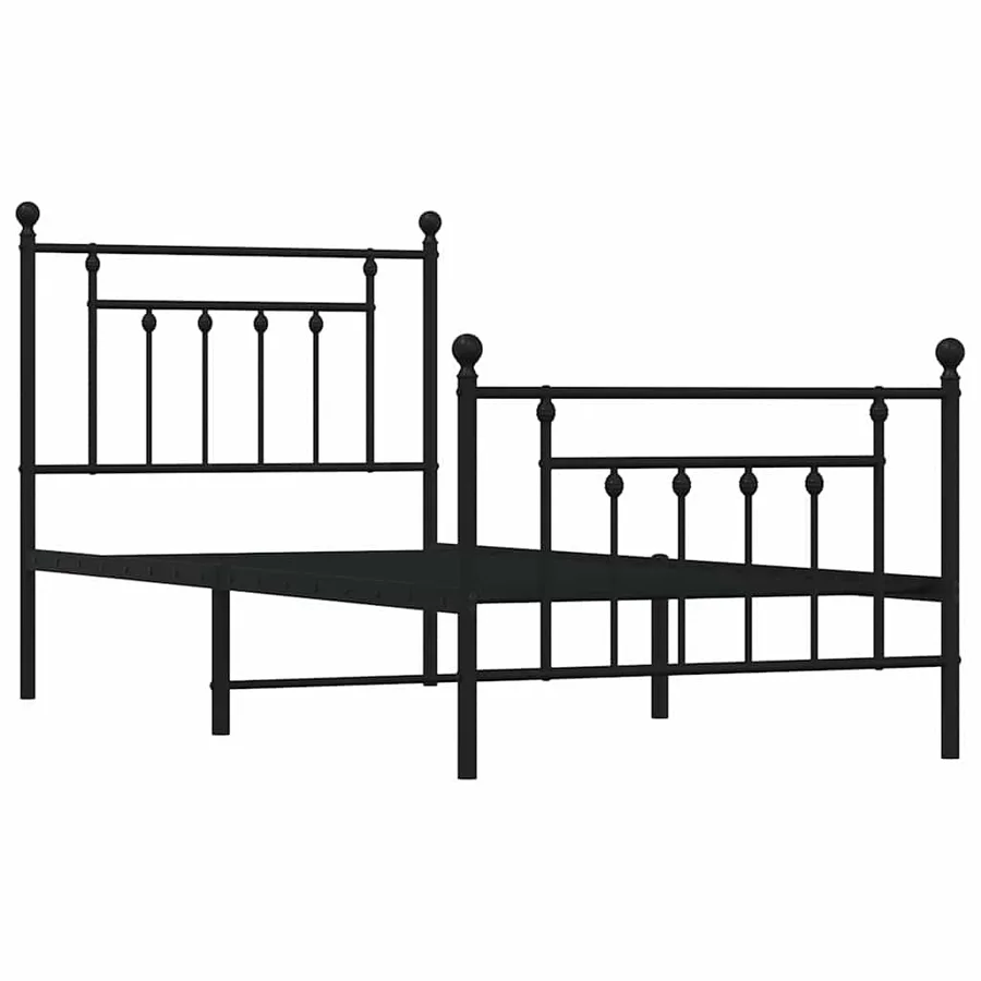 Cadre de lit métal sans matelas avec pied de lit noir 90x200 cm - 3