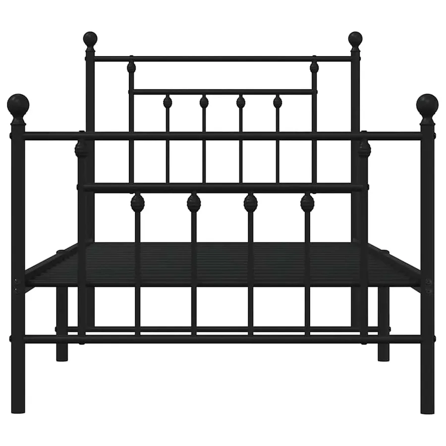 Cadre de lit métal sans matelas avec pied de lit noir 90x200 cm - 6