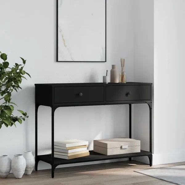 Table console noir 100x34,5x75 cm bois d'ingénierie