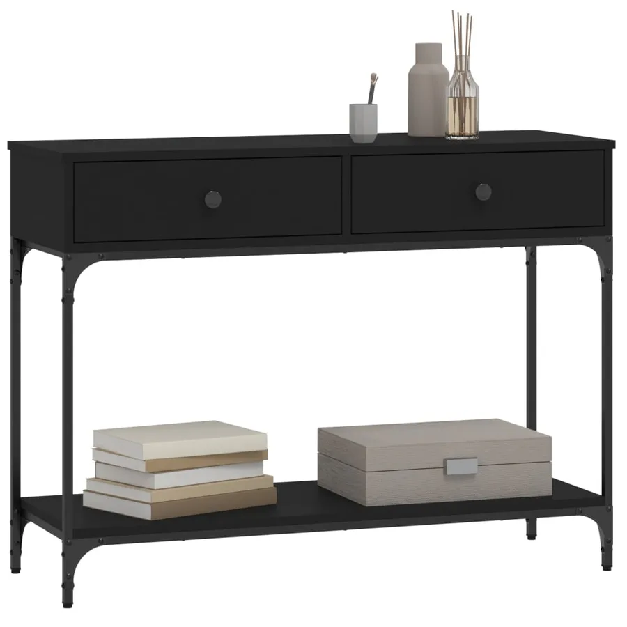 Table console noir 100x34,5x75 cm bois d'ingénierie - 7