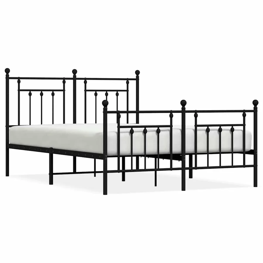 Cadre de lit métal sans matelas avec pied de lit noir 140x190cm - 2