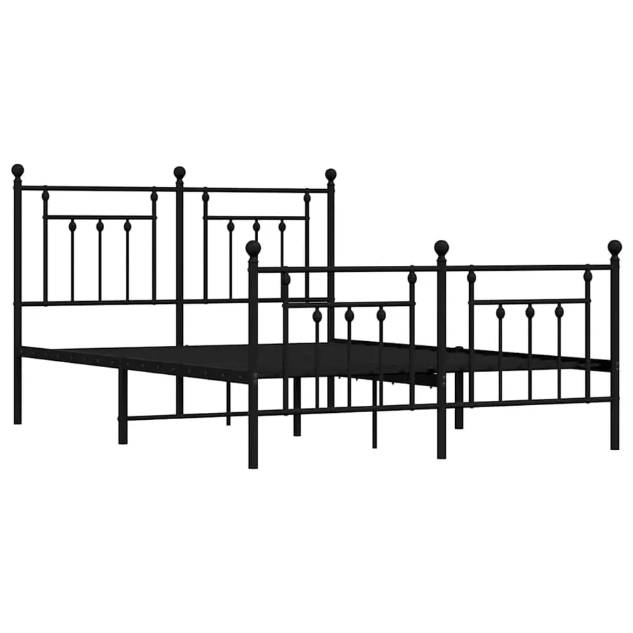 Cadre de lit métal sans matelas avec pied de lit noir 140x190cm - 3