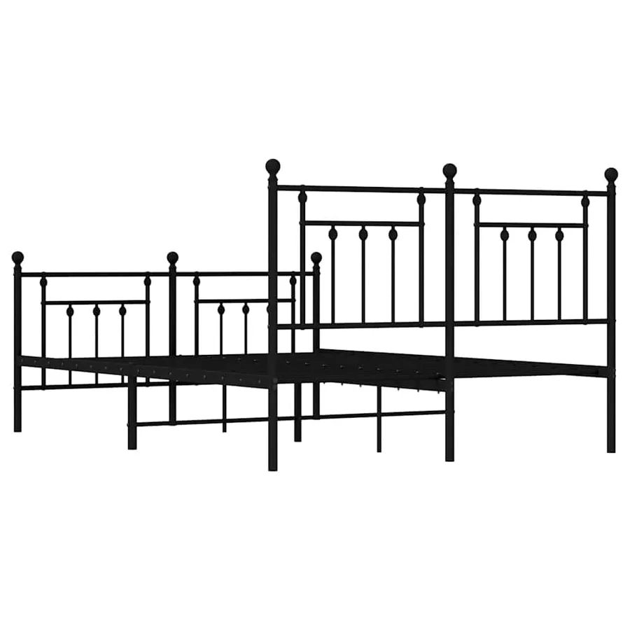 Cadre de lit métal sans matelas avec pied de lit noir 140x190cm - 8