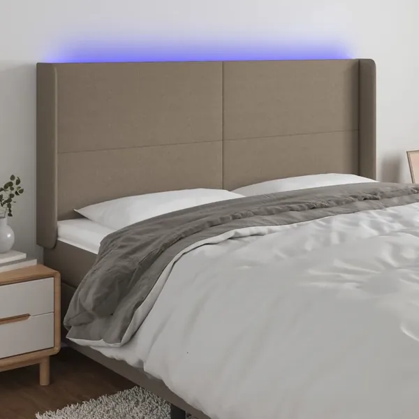 Tête de lit à LED Taupe 163x16x118/128 cm Tissu