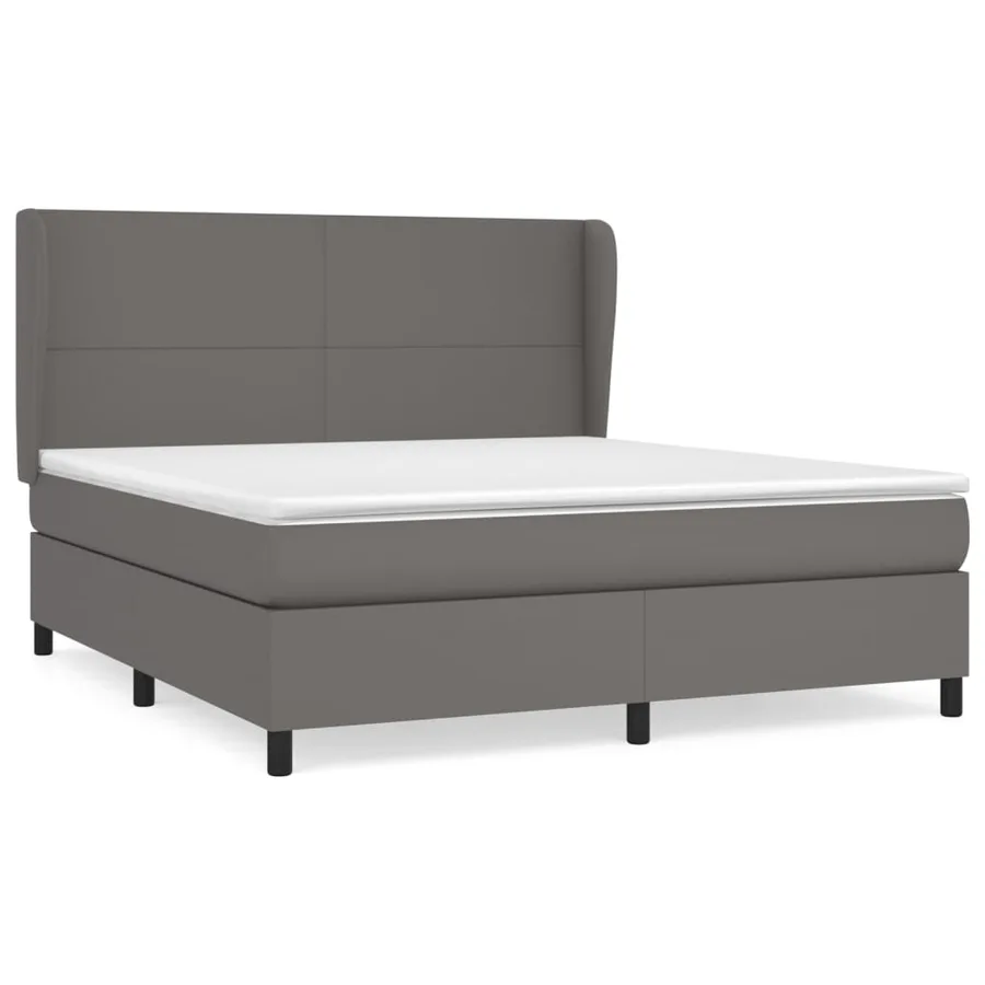 Sommier à lattes de lit avec matelas Gris 180x200 cm Similicuir - 2