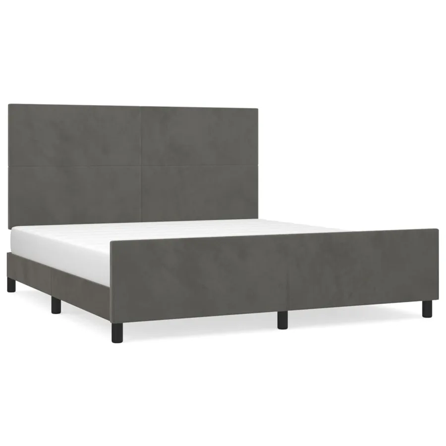 Cadre de lit sans matelas gris foncé velours - 2